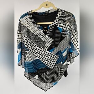 Robert Louis Black and Blue Patterned Blouse